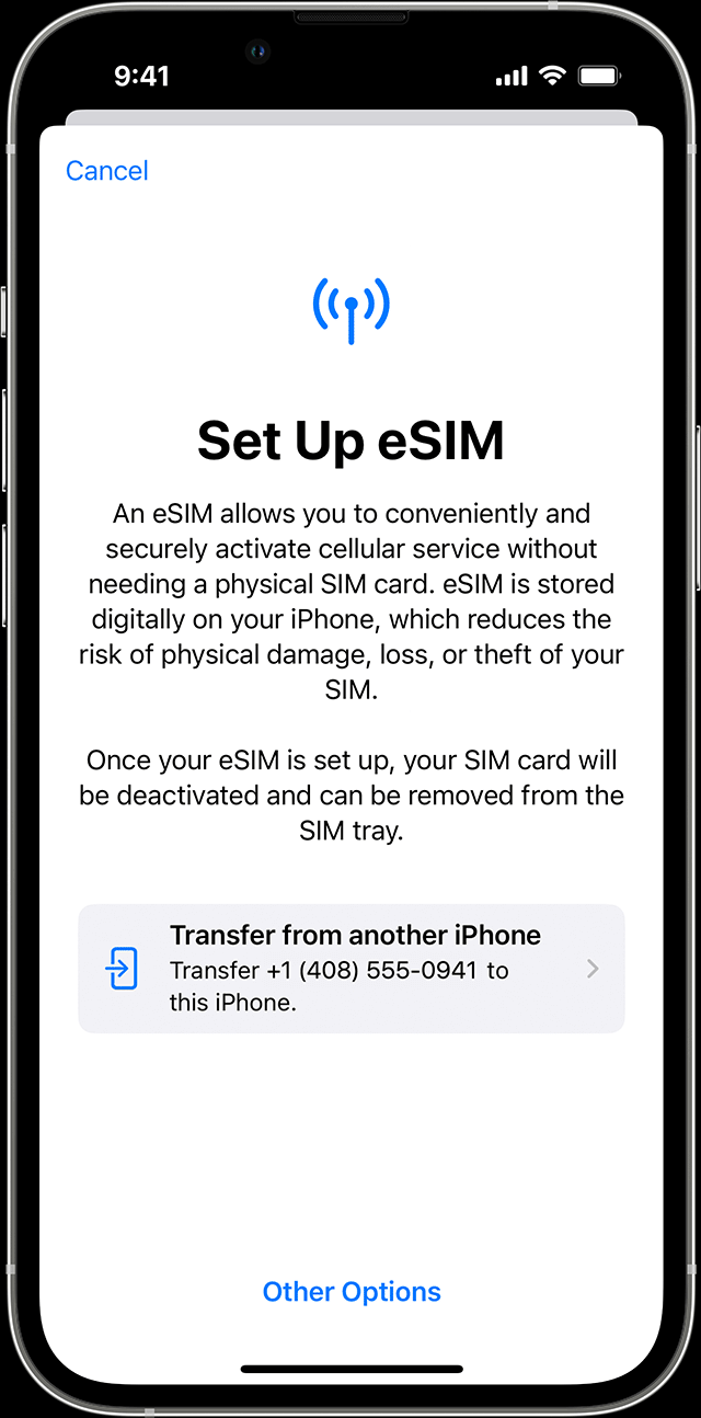 Set up eSIM Transfer From Another iPhone
